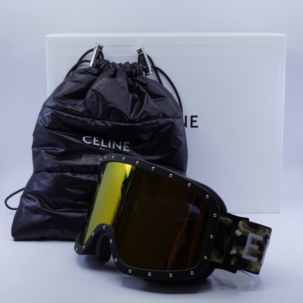 Celine CL40196U SKI MASK 99C Shield Sunglasses/Ski Mask - Black/Camouflage/Gold